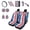 American Flag Stripes, variant on Argentina Flag Pattern Car Seat Cover Set 14 Pack Patriotic Dustproof Vehicle Front Rear Seats Cushion Sets with Seatbelt Strap Pads, Handbrake Protector, Auto Interior Accessories