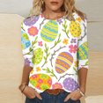 thumbnail image 2 of YanHoo Chemises de Pâques à Manches 3/4 pour Femmes, Hauts Graphiques Amusants à Manches 3/4, T-Shirts Décontractés Col Rond, chandail-Overs, Tenues de Printemps 2025, Cadeaux de Fête des Mères pour Maman en Liquidation, 2 of 3