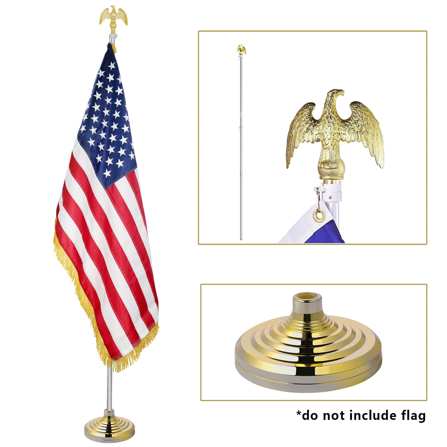 Jetlifee 8Ft Telescoping Indoor Flag Pole Aluminum FlagPole with Base