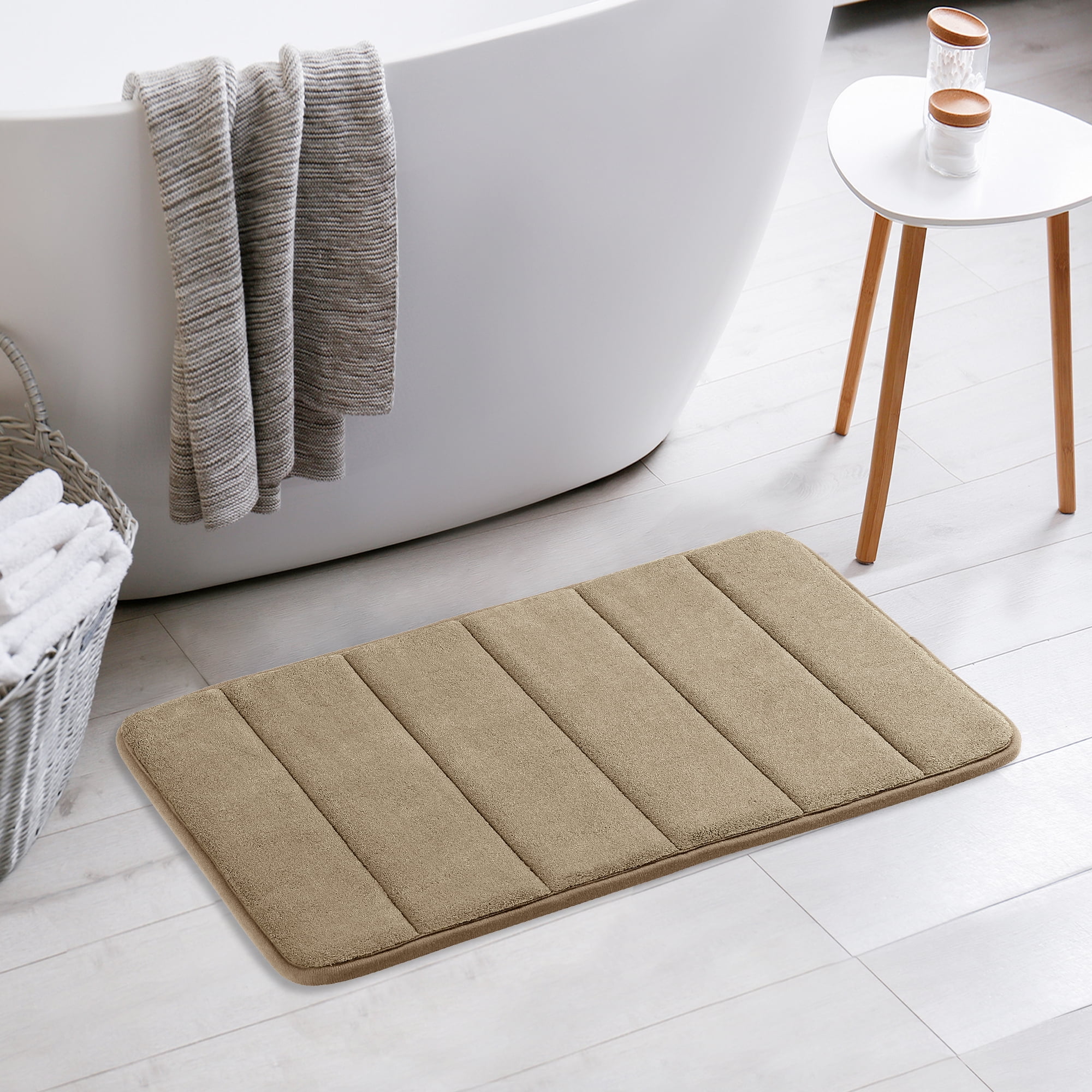 Unique Bargains 2 Pcs Soft Thick Absorbent Quick Dry Bathroom Bath Rugs Non Slip Brown/Green 16" x 24"
