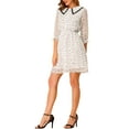thumbnail image 5 of MODA NOVA Junior's Stars Dots Button Turn Down Collar 3/4 Sleeve Dress, 5 of 6