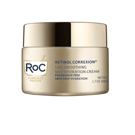 RoC Retinol Correxion Line Smoothing Max Hydration Cream Clinical Retinol + Hyaluronic Acid Fragrance-Free Face & Neck Moisturizer 48-Hour Hydration 1.7 oz