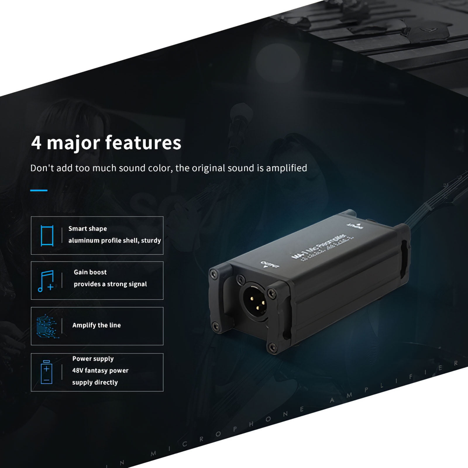 Buy Sound Amplifier Professional Microphone Preamplifier 48V Phantom