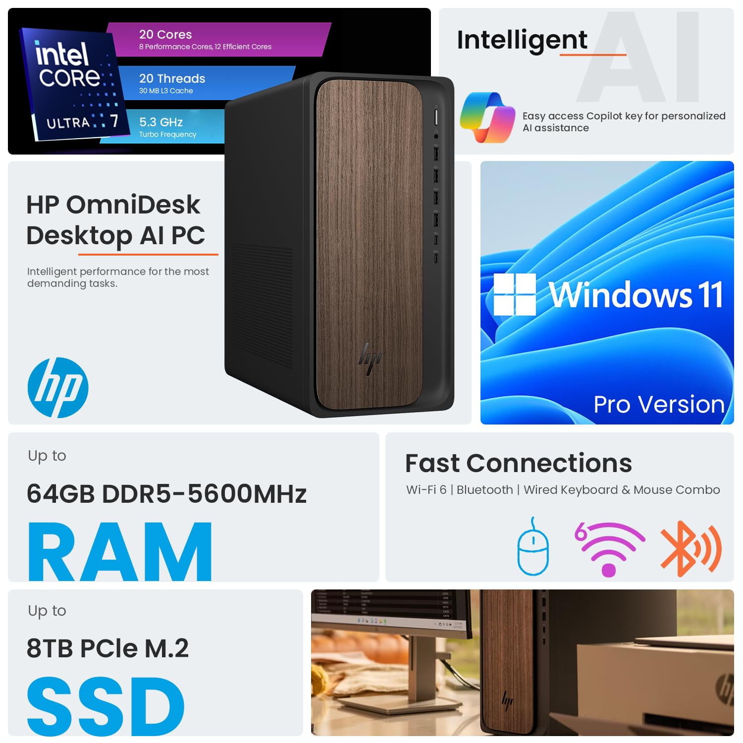 HP 2025 OmniDesk M03 Premium Business Next Gen AI PC Desktop