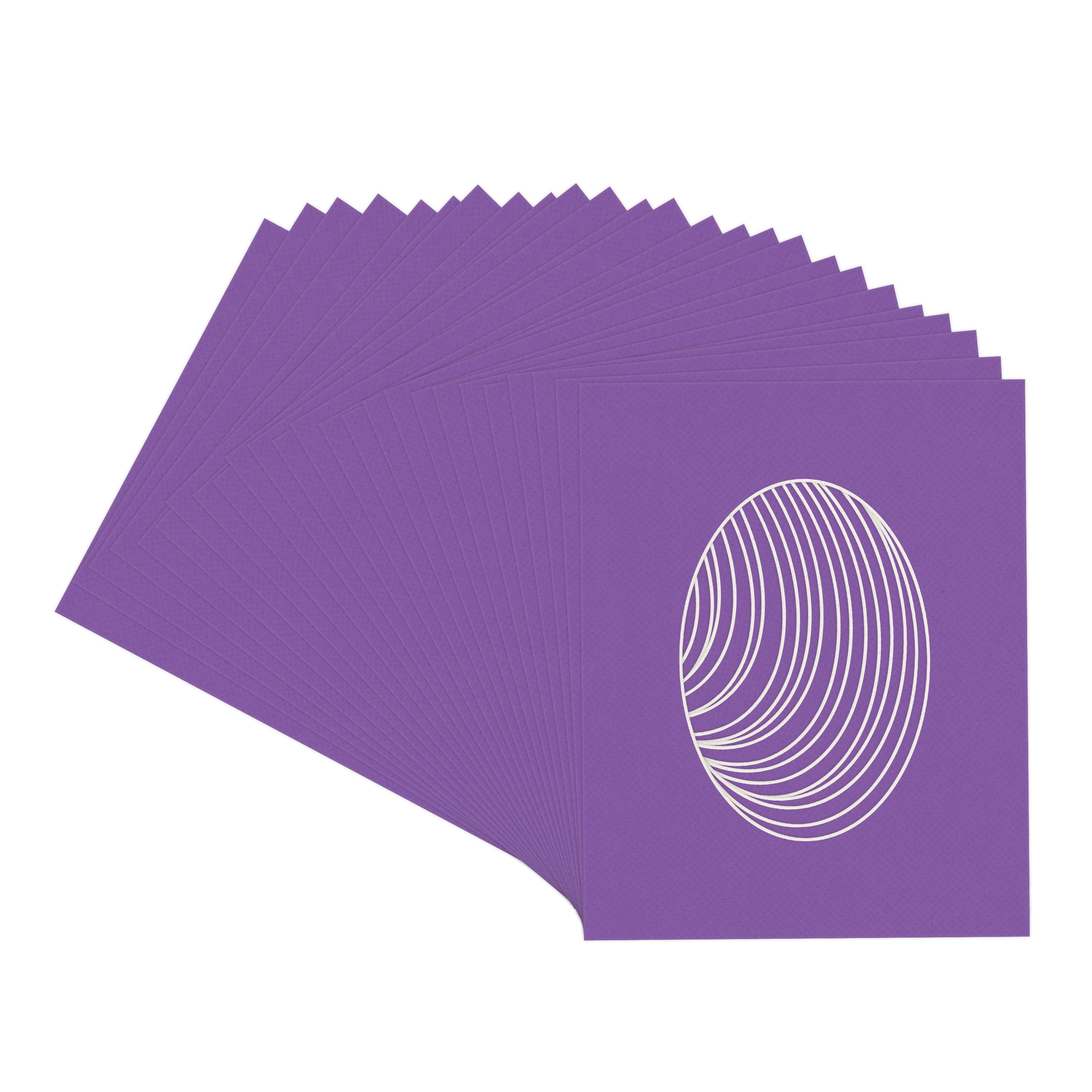 Purple Iris Picture Frame Mat for 18x24 Frames - Oval Opening for 15x19 Photos - 25 Mats