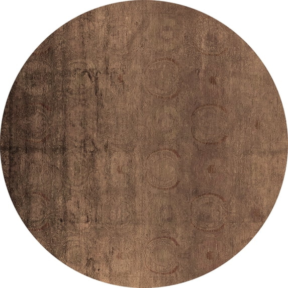 Ahgly Company Indoor Round Oriental Brown Industrial Area Rugs, 6' Round