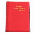 thumbnail image 1 of Álbum de colección de monedas del mundo, carpeta de almacenamiento de monedas de 120 bolsillos y 10 páginas, color rojo, 1 of 15