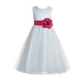 thumbnail image 2 of Ekidsbridal White V-Back Lace Edge Formal Flower Girl Dress Mini Bridal Gown for Wedding Toddlers 183T 6, 2 of 3