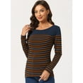 thumbnail image 2 of CamiseDe ManLarPaMujer bloque de colorrayas triple color simple Azul Marrón L, 2 of 6