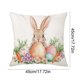 thumbnail image 3 of Funda de cojín de lino con estampado de conejo y huevo de Pascua | Funda de cojín decorativa de 45 x 45 cm para sofá, dormitorio | Decoración de Pascua para el hogar, 3 of 6