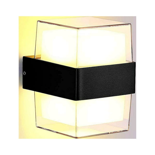 Aplique de pared exterior LED IP65, iluminación exterior impermeable, lámpara de aluminio acrílico de 10 W, adecuada para patio, jardín, terraza, pasillo, paso, cuadrado (cuadrado blanco)