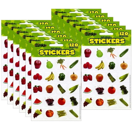 UPC: 0194629035007 | Eureka Fruits & Vegetables Theme Stickers 120 Per Pack 12 Packs
