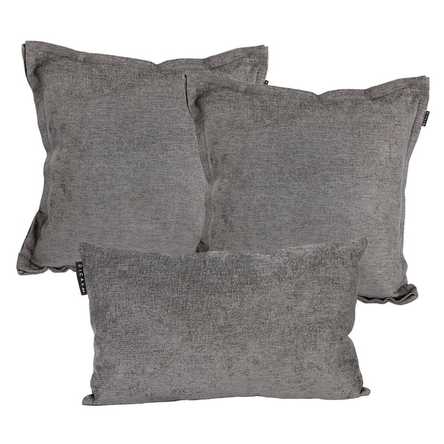 Set de 3 Cojines Decorativos (1 Cuadrado + 1 Cuadrado Grande y 1 Rectangular) Niz Gris Oscuro