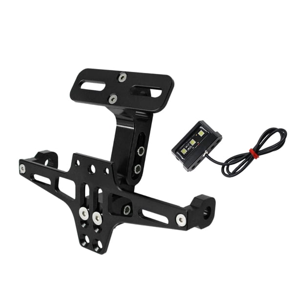 Sidaley Soporte de luz de señal de giro CNC Soporte de placa de matrícula de motocicleta ajustable Montaje de placas de marco con luz LED Type2 NO2