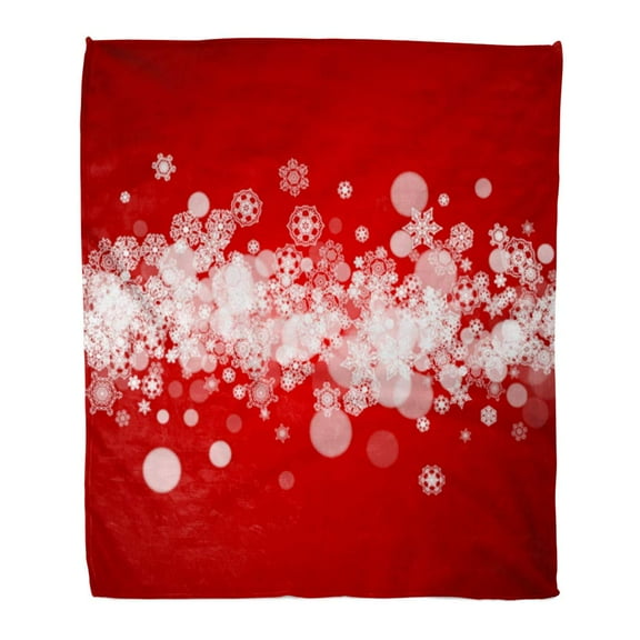 ASHLEIGH Throw Blanket 50x60 Inches Christmas Border White Snowflakes on Red Santa Colors and Mood Merry for Season Warm Flannel Soft Blanket for Couch Sofa Bed