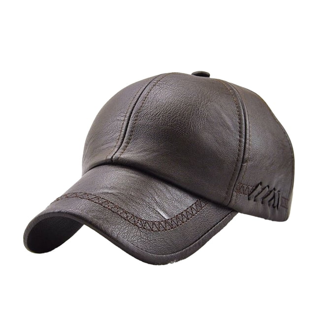Gorra de béisbol de piel sintética para hombre: estilo europeo/americano de moda, ajuste regulable, ligera, talla única para actividades al aire libre/ocio.