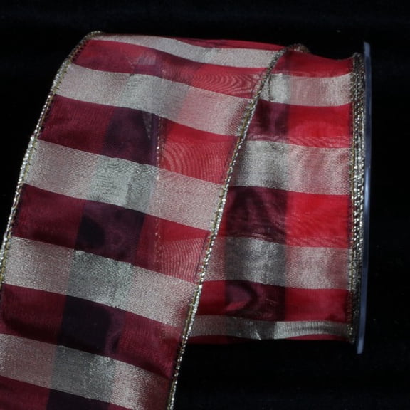 The Ribbon People Red and Gold Stripes Wired Craft Ribbon 2.5" x 17 Yards