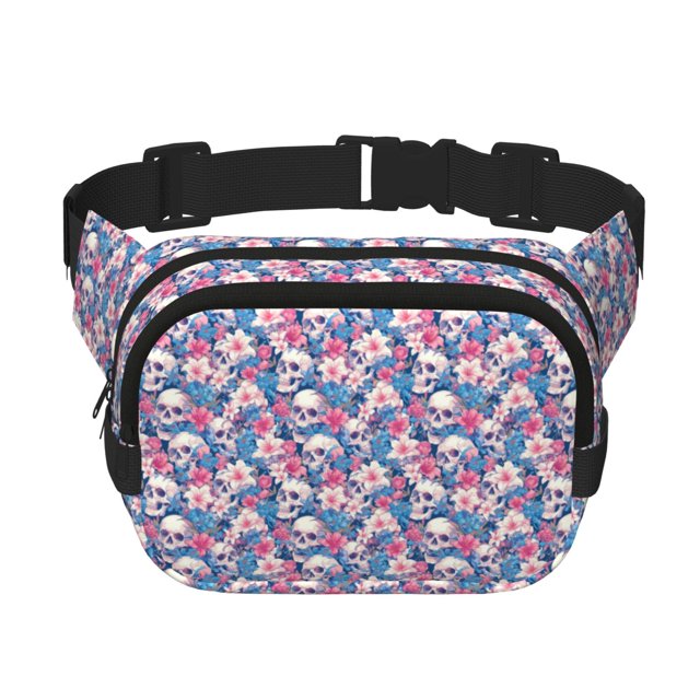 Fotbe Skull Cangurera Cuadrada con Estampado de Doble Capa, Bolsa de Cintura Ajustable Mini para Hombres y Mujeres