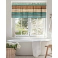 thumbnail image 4 of Vintage Wood Grain Valances for Windows Teal Turquoise Brown Stripe Board Farmhouse Valance Rod Pocket Short Window Treatments Curtains for Kitchen Bathroom Living Room Bedroom, 42 x 12 Inch, 4 of 7
