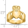 thumbnail image 3 of 14K Yellow Gold Polished Ladies Claddagh Ring (Size 6) Made In Peru d1865, 3 of 5