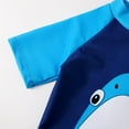 thumbnail image 6 of Little Baby Boys One Piece Swimsuit for Toddler Cartoon Short Sleeve Sun Protection Zip Bathing Suit with Hat, 6 of 6