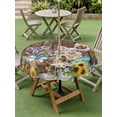 thumbnail image 4 of Outdoor Tablecloth with Umbrella Hole for Patio/Picnic/Party/Camping, Farmhouse Floral Pig Waterproof Table Cloth Round Cover Washable, Spring Sunflowers Butterfly Brown (Dia 54"), 4 of 9