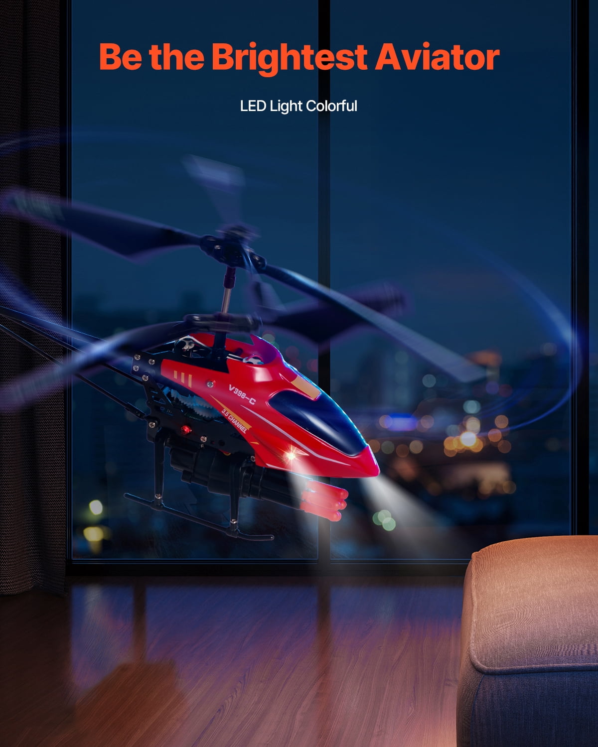 VEVOR RC Helicopter, 2.4GHz Flying Remote Control Helicopter with Shooting Mode, 3.5 Channel RC Airplane for Kid, Altitude Hold, One-Key Takeoff/Landing & LED Lights, Toys for Kids Ages 14 and up