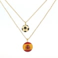 thumbnail image 1 of Cyra | Collar Doble para Mujer con Dije de Bandera de España y balón Fabricado en Chapa de Oro y esmaltado, Color Dorado, 1 of 4