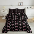 thumbnail image 2 of Feelyou Black Pink Bowknot Queen Comforter Set, Princess Kawaii Bow-tie Bedding Sets, Teens Kids Girls Women Reversible Bedding Comforter Set, Lightweight Room Decor, 3pcs, 2 of 8