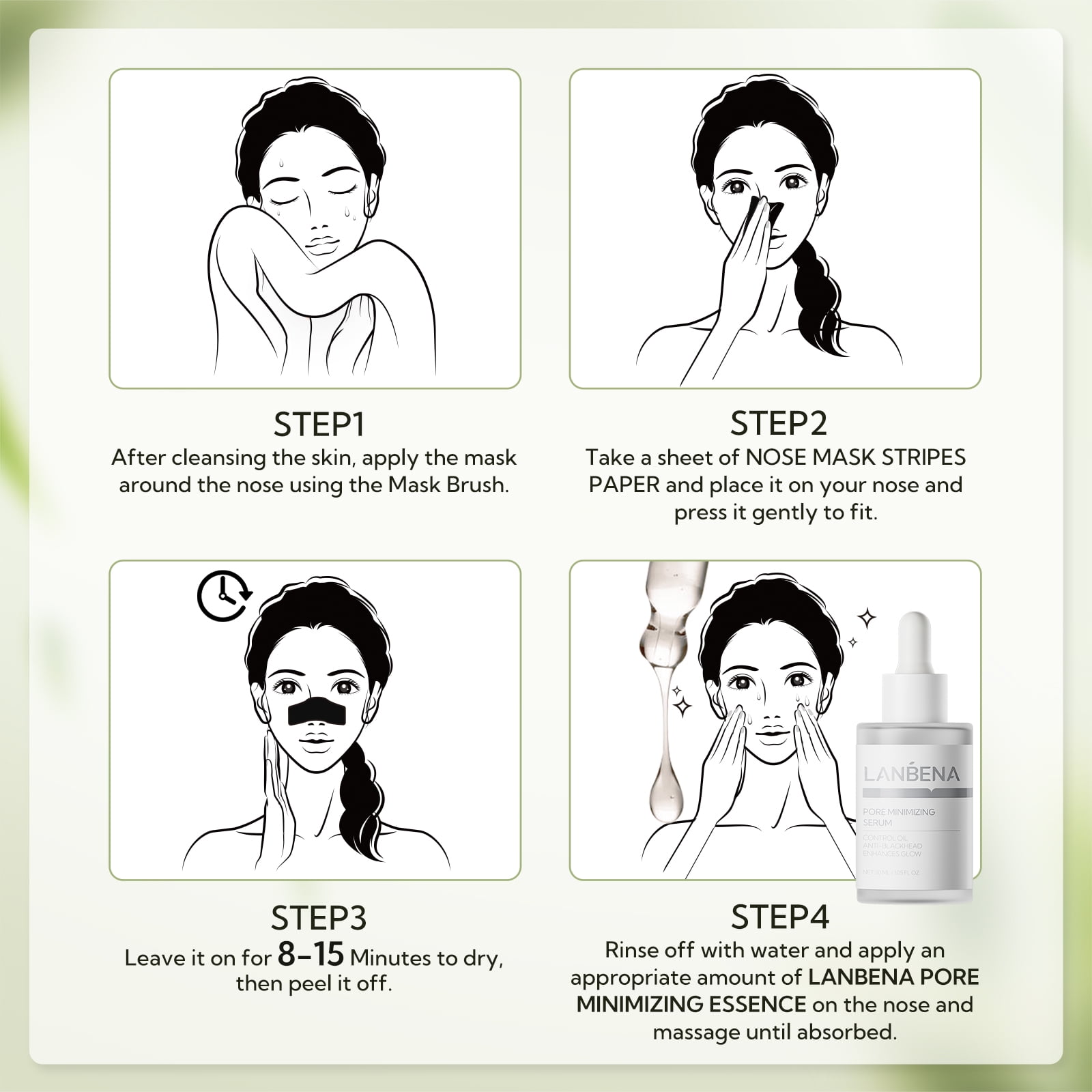 LANBENA Upgraded 2.0 Bamboo Charcoal Blackhead Remover Mask, 60 pcs Nose Strips, Peel off Face Mask Pore Whiteheads Cleanser Strawberry Nose Purifying, Deep Cleansing for All Skin Types, 30g/1.05oz