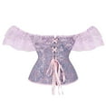 thumbnail image 3 of Corset Tops for Women Tulle Off Shoulder Lace Up Bustier Boned Halloween Vintage Floral Embroidery Patterns Waist&nbsp;Trainer Blue XXL, 3 of 7