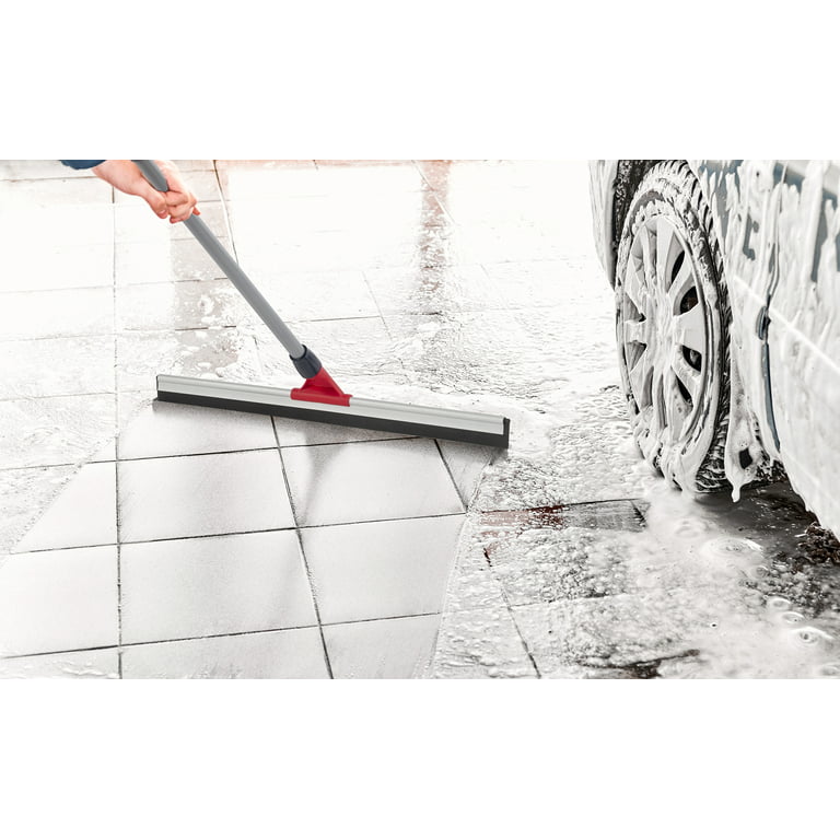 Squeegee Broom for Floor, 18'' Rubber Squeegee with 60'' Long Handle for  Bathroom Tile, Garage Concrete, Deck, Shower Glass, Window Cleaning, Heavy  Duty Household Floor Wiper 