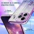 thumbnail image 5 of (3in1 for Apple iPhone 14 Pro Case Glitter Sparkly for Women Girls Sparkle Girly Bling Shiny Phone Cover Cute Flowers Floral Design with Ring Holder Pretty Purple Cases for 14 Pro 6.1'', 5 of 7