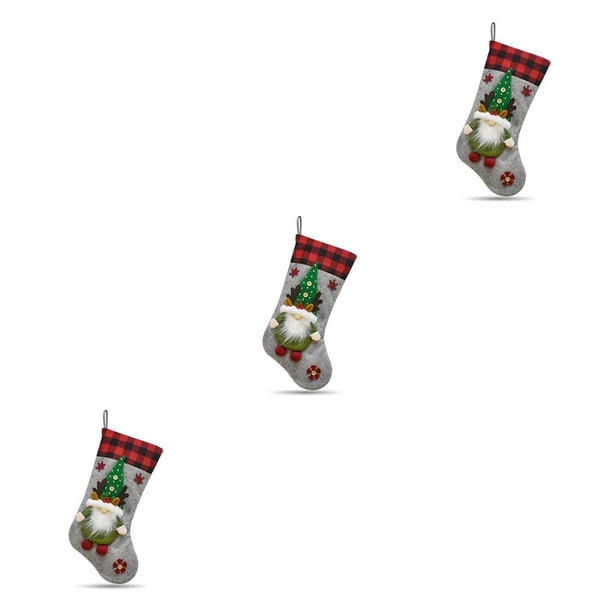 Yuarrent Calcetín de Navidad Decoración sin rostro Colgante Bolsa de media de felpa de Navidad Adorno de fiesta Regalo de Año Nuevo Chimenea Type1 NO1