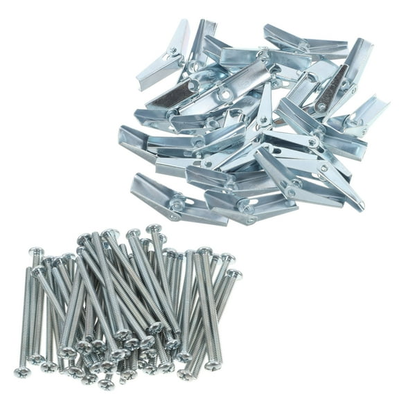 60pcs 1/8 Inch Heavy Duty Drywall Anchors With Toggle Bolt Zinc Plated Steel And Wing Nut Ideal For Securely Mounting Shelves Drywall Walls