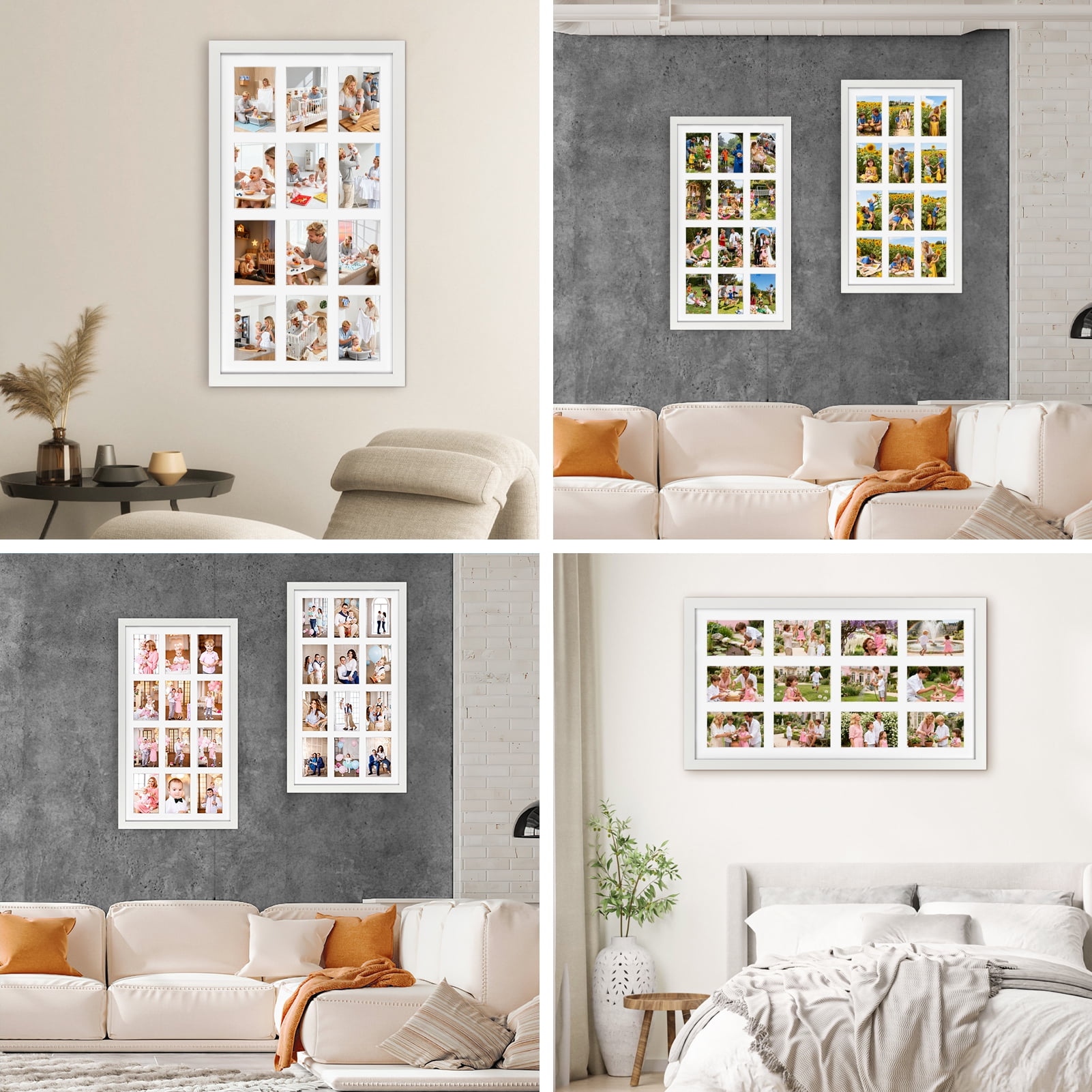 12 Opening 4x6 Collage Picture Frames,  White Photo Frames for Gallery Wall, Set of 2