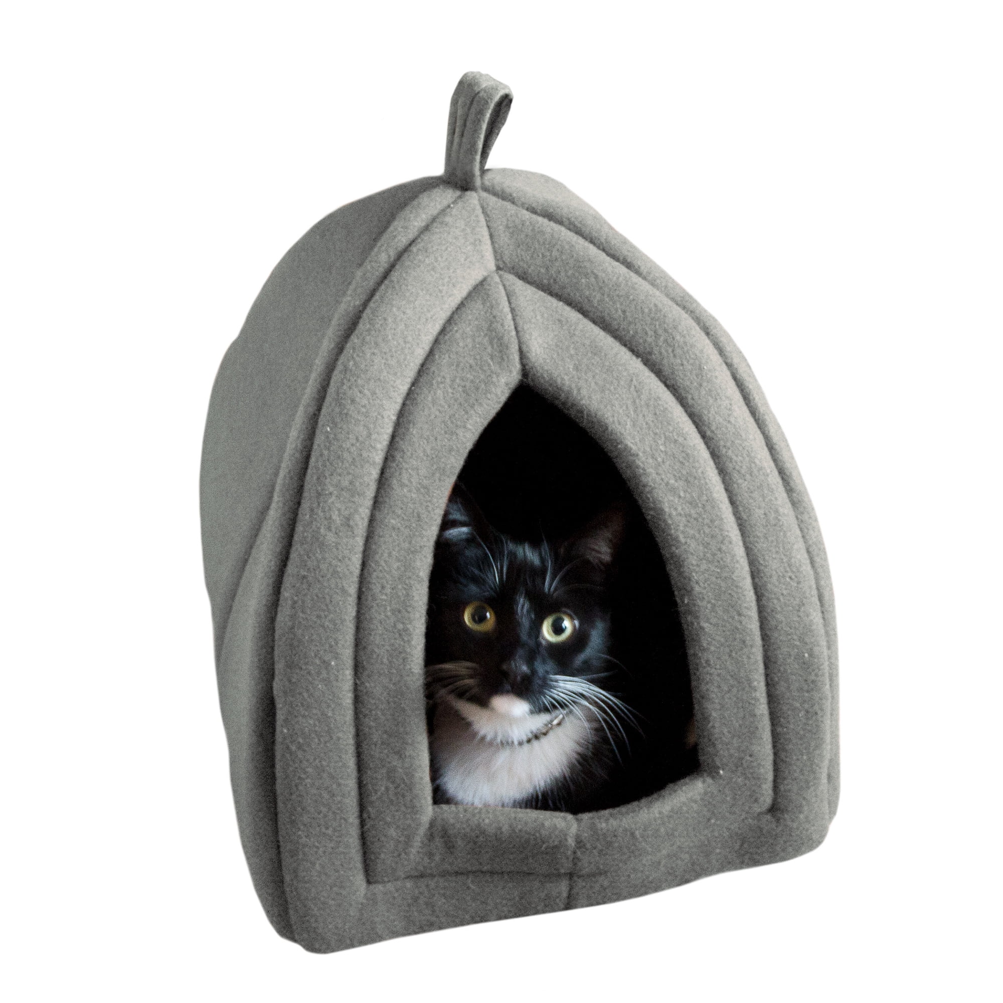 PETMAKER Indoor Cat House with Removable Foam Cushion for Cats, Kittens, Small Dogs & Small Pets, Plush Pet Bed Crate Tent Hideaway with Cozy Soft Interior, Gray Small Animal Sleep & Rest Space