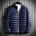 thumbnail image 3 of Men Cotton Coat Stand Collar Long Sleeve Zipper Closure Lightweight Jacket with Side Pockets Down Cotton Quilted Outwear, 3 of 8