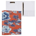 thumbnail image 3 of WOBOGO Navy Blue Porcelain Flower Pattern File Folders Extra Large Capacity to Hold 200 Sheets of Documents Hard Shell Ring Binder for School Home Office, 3 of 10