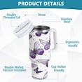 thumbnail image 4 of 40 oz Insulated Stainless Steel Tumbler Double Wall Stainless Steel Tumbler with 2-Way Drinking Lavender-colored Butterfly Pattern, 4 of 9