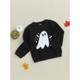 thumbnail image 2 of Kids Little Girl Boy Halloween Sweatshirts Ghost Print Long Sleeve Shirts Crew Neck Pullover Sweater Tops Fall Clothes, 2 of 7