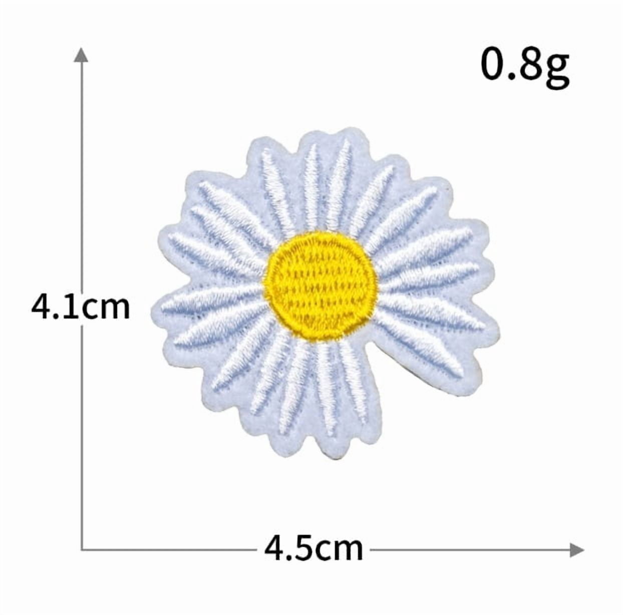 Small Daisy Flower Embroidery Patches - Self-Adhesive Fabric Stickers for Clothing, Bags, and DIY Projects