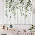 thumbnail image 5 of Farmhouse Eucalyptus Kitchen Curtains Boho Rustic Foral Flower Botanical Green Leaf Small Short Cafe Window Curtains Plant Bathroom Window Drapes Treatment Tier Curtains (26x36 Inch), 5 of 6