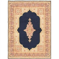 Pasargad Home Antique Azerbaijan Navy Lamb's Wool Area Rug  9' 0" X 12' 3"