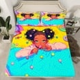 thumbnail image 2 of Erosebridal Sweet Black Fitted Sheet King American African Cute Sheet Set Black Magical Bed Sheets Yellow Blue Purple Girly Fitted Sheet + Flat Sheet + 2 Pillow Cases, 2 of 6