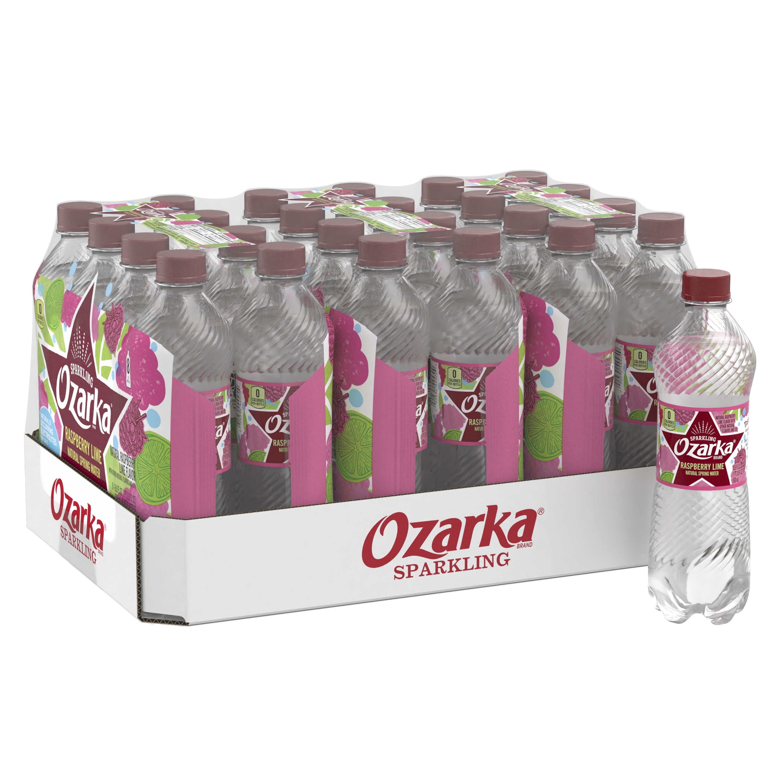Ozarka Sparkling Water, Raspberry Lime, 16.9 oz. Bottles (24 Count