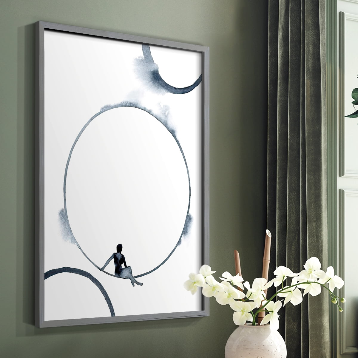 Woman in the Moon II Framed Print - Solid Wood in Single Picture Frame Solid Wood 2 Framed Print