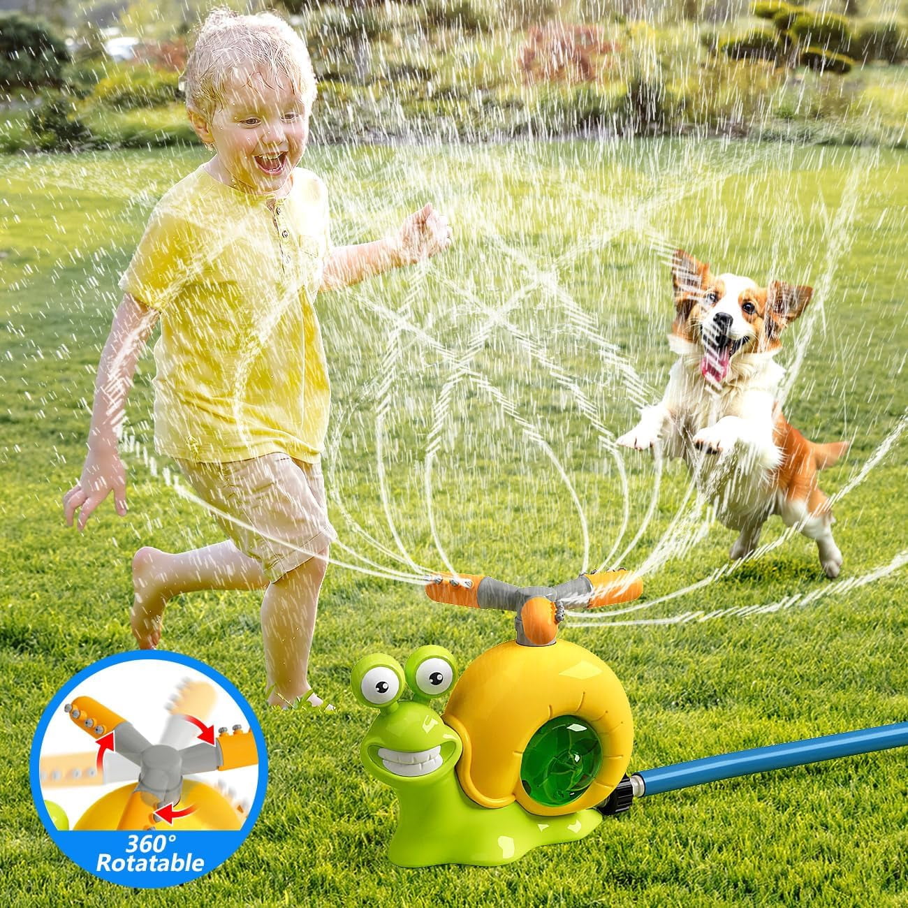 Water Sprinkler, Outdoor Water Spray Toy with Baseball Game Play, Garden Hose Splash Toy for Backyard Summer Fun