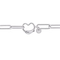 thumbnail image 3 of Everly Women's Fancy-Cut Sterling Silver Paper Clip Link Chain Heart Charm Bracelet, 3 of 8