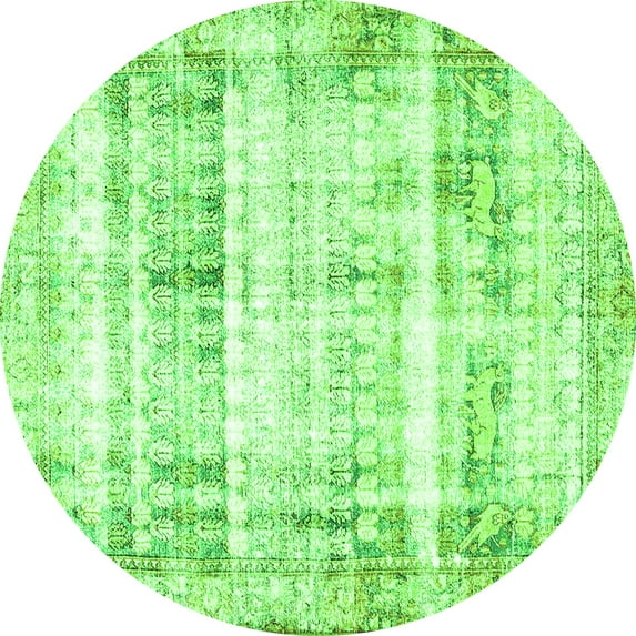 Ahgly Company Indoor Round Persian Green Traditional Area Rugs, 3' Round